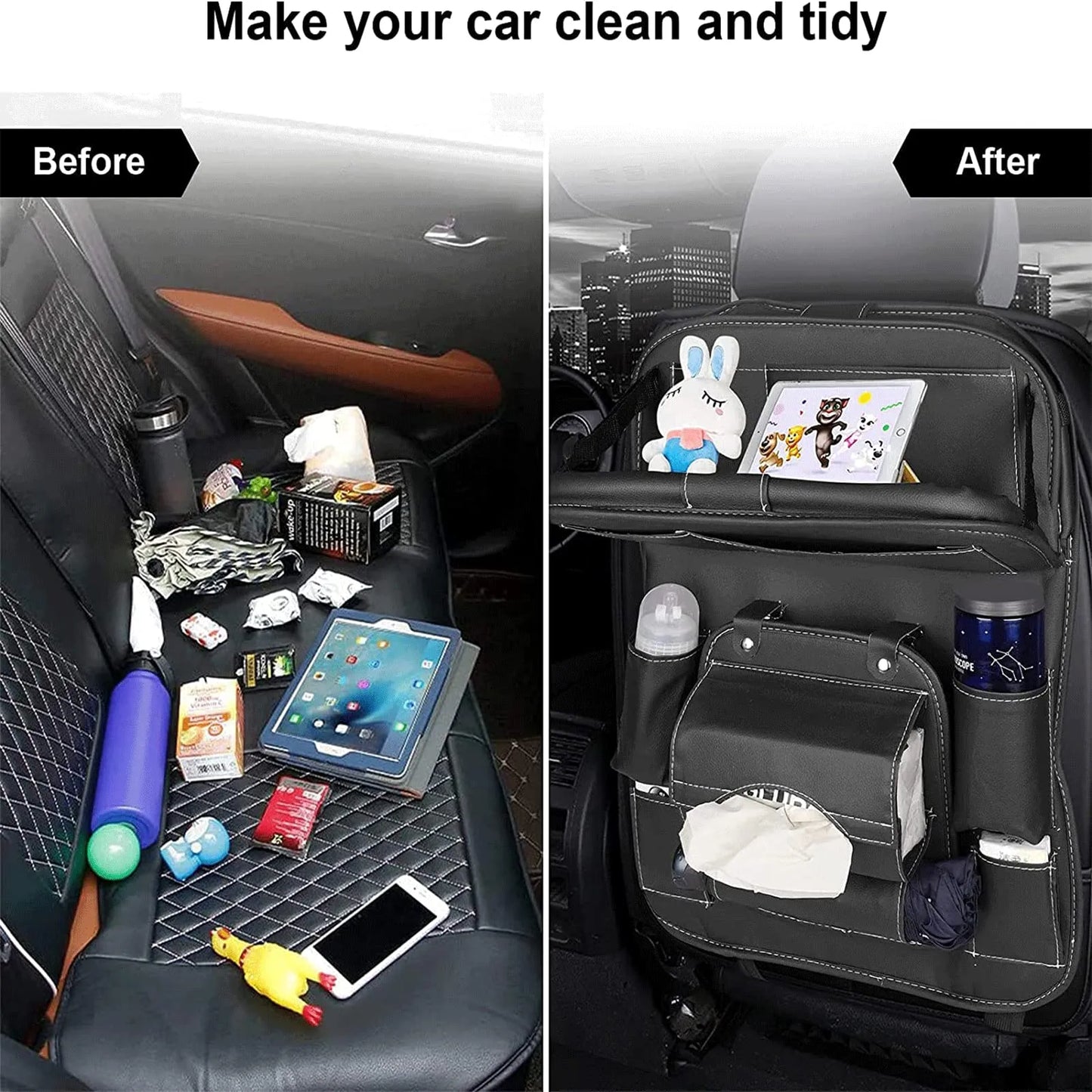 PU Leather Car Seat Organizer